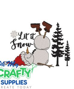 Let it Snow Snowman Embroidery Design