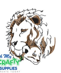 Lion and Cub Embroidery Design