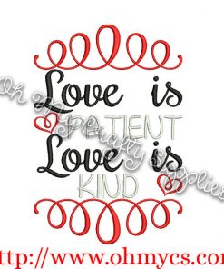 Love is patient love is kind embroidery design