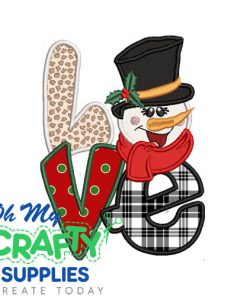 Love Snowman Applique Embroidery Design