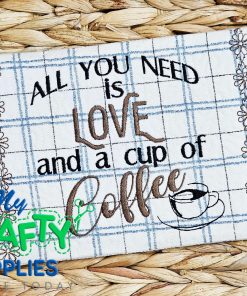 Love and Coffee Mug Rug Embroidery Design (REV)