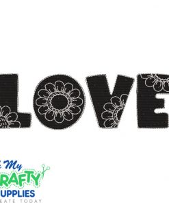LOVE with Flower Border Embroidery Design