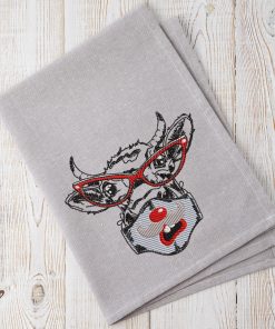 Masked Cow Embroidery Design