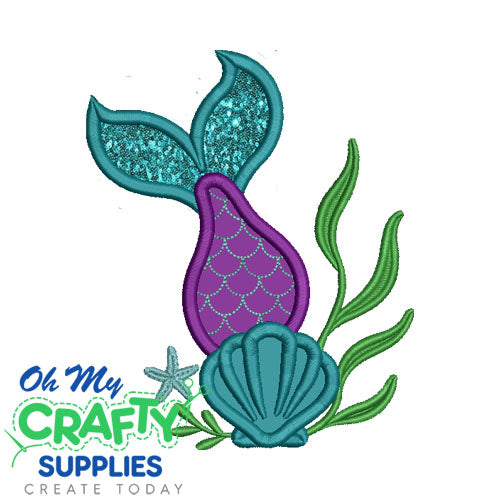 Mermaid Tail Applique Embroidery Design
