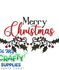 Merry Christmas Holly 119 Embroidery Design