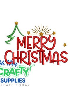 Merry Christmas with Stars Embroidery Design
