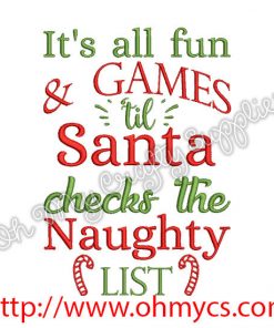 Naughty List Embroidery Design