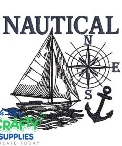 Nautical Sailboat Sketch Embroidery Design