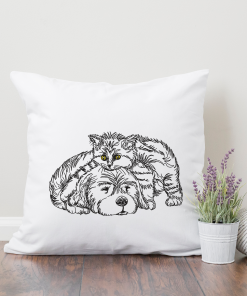 Cat and Dog Sketch 2020 Embroidery Design