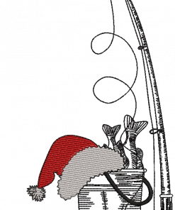 Christmas Fishing Rod Embroidery Design