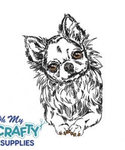 Long Haired Chihuahua Sketch 1222 Embroidery Design