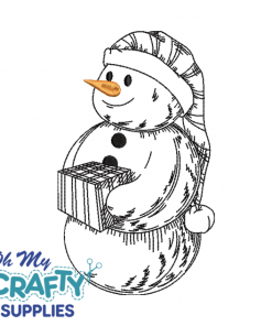 Snowman Sketch with Gift 12121 Embroidery Design