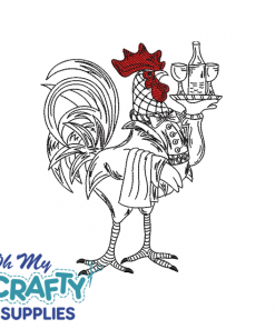 Wine Rooster Sketch Embroidery Design