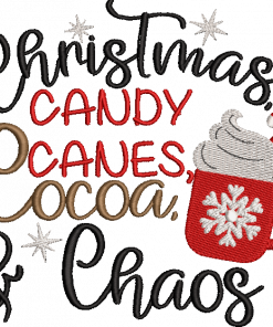 Christmas, Candy Canes, Cocoa, Chaos Embroidery Design