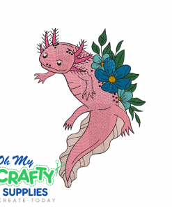 Axolotl with Flowers Embroidery Design
