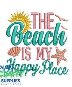 Beach Is My Happy Place 72 Embroidery Design