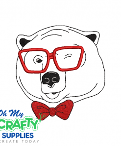 Bear with Glasses Embroidery Design