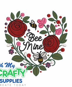 Bee Mine Floral Heart 22 Embroidery Design