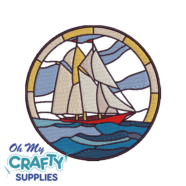 Boat Stained Glass Embroidery Design