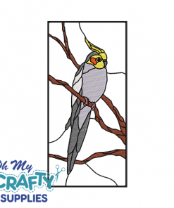 Cockatiel Bird Stained Glass Embroidery Design