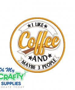Coffee and 3 People Embroidery Design