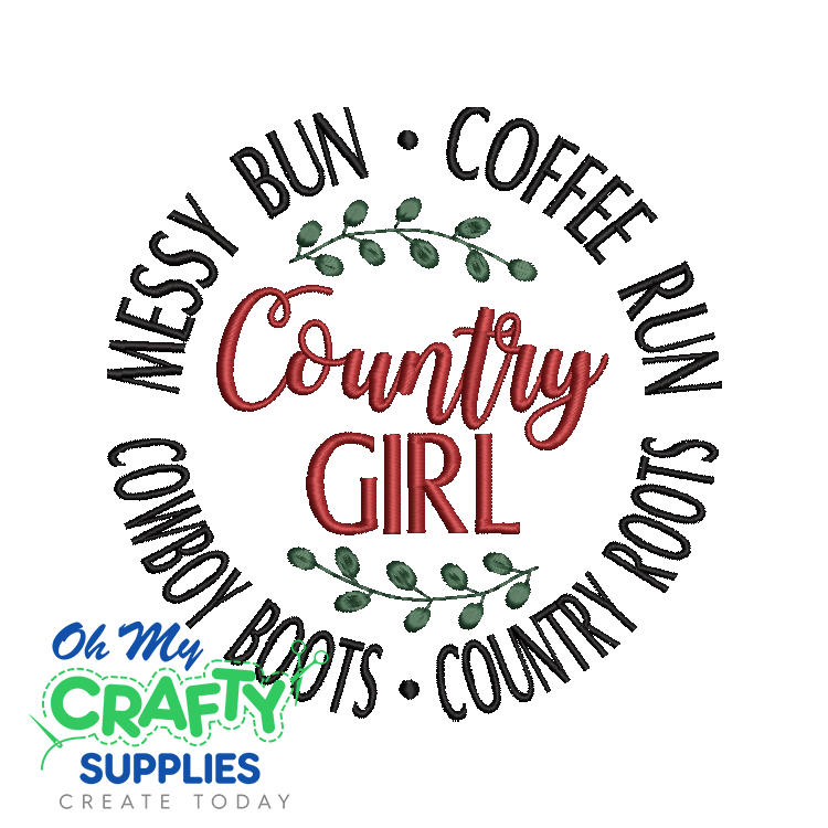 Country Girl 1231 Embroidery Design