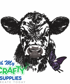 Cow With Butterfly 214 Embroidery Design