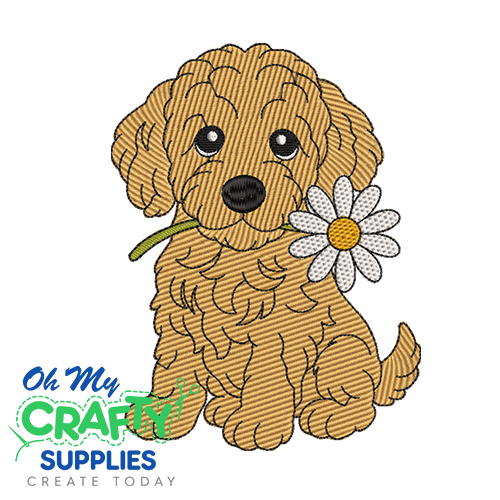 Cute Labradoodle Pup Embroidery Design