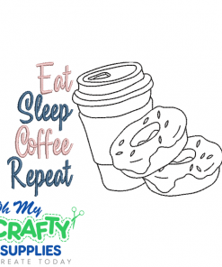Eat Sleep Coffee 821 Embroidery Design