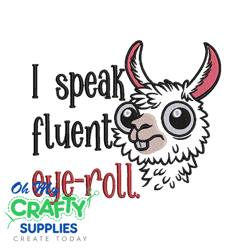 Eye-Roll Llama Embroidery Design