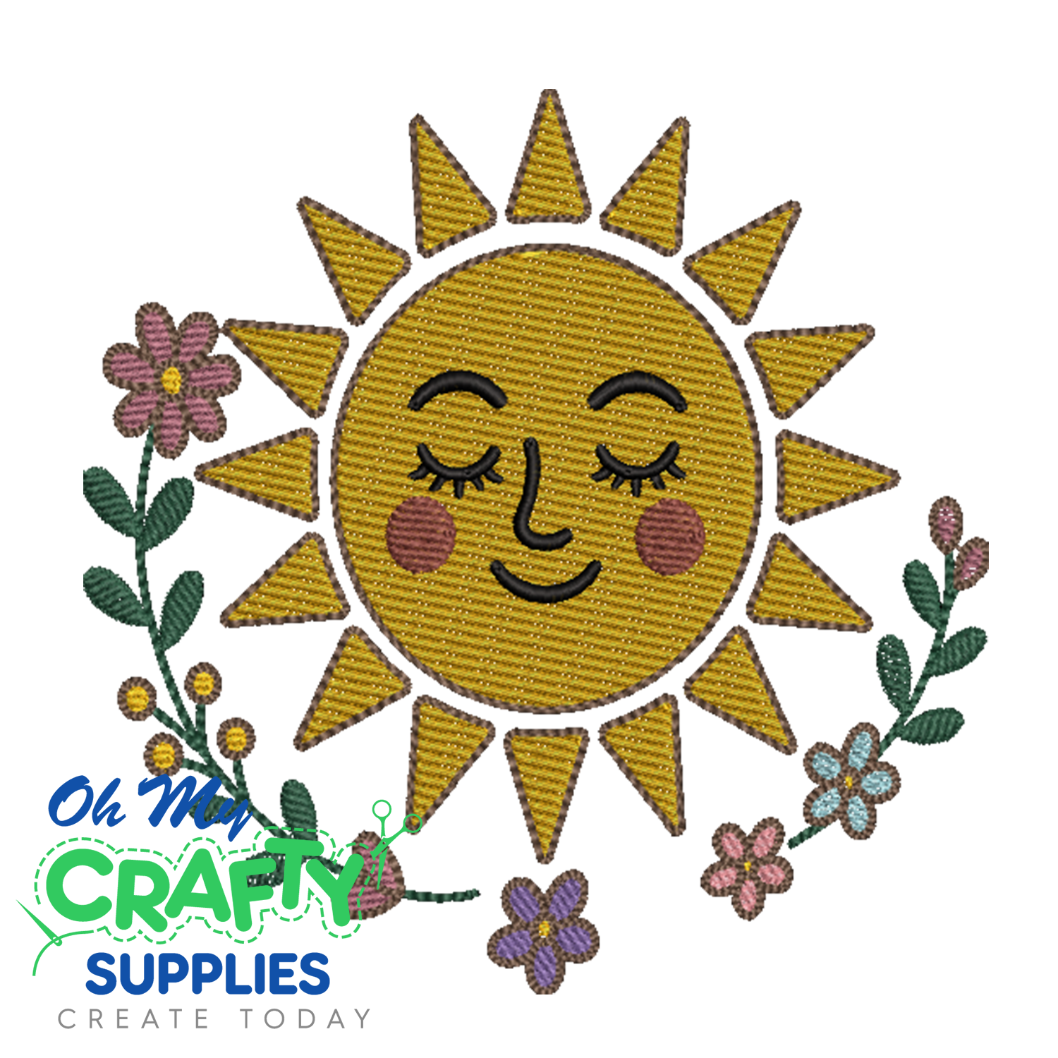 Floral Sun Embroidery Design