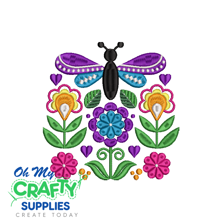 Floral Folk Art 422 Embroidery Design