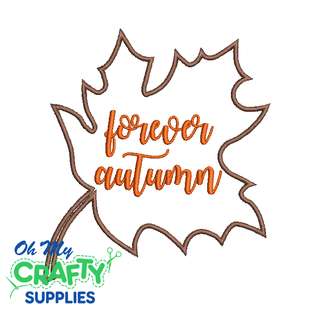 Forever Autumn Leaf Outline Embroidery Design