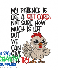 Gift Card Chicken Embroidery Design