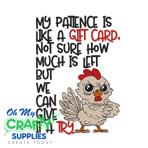 Gift Card Chicken Embroidery Design