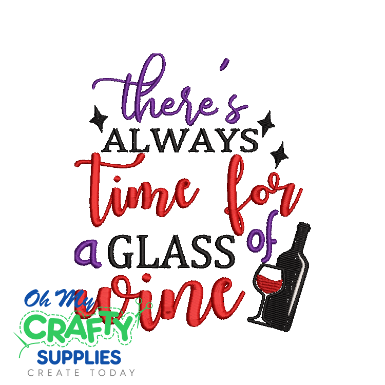 Time For Wine 430 Embroidery Design