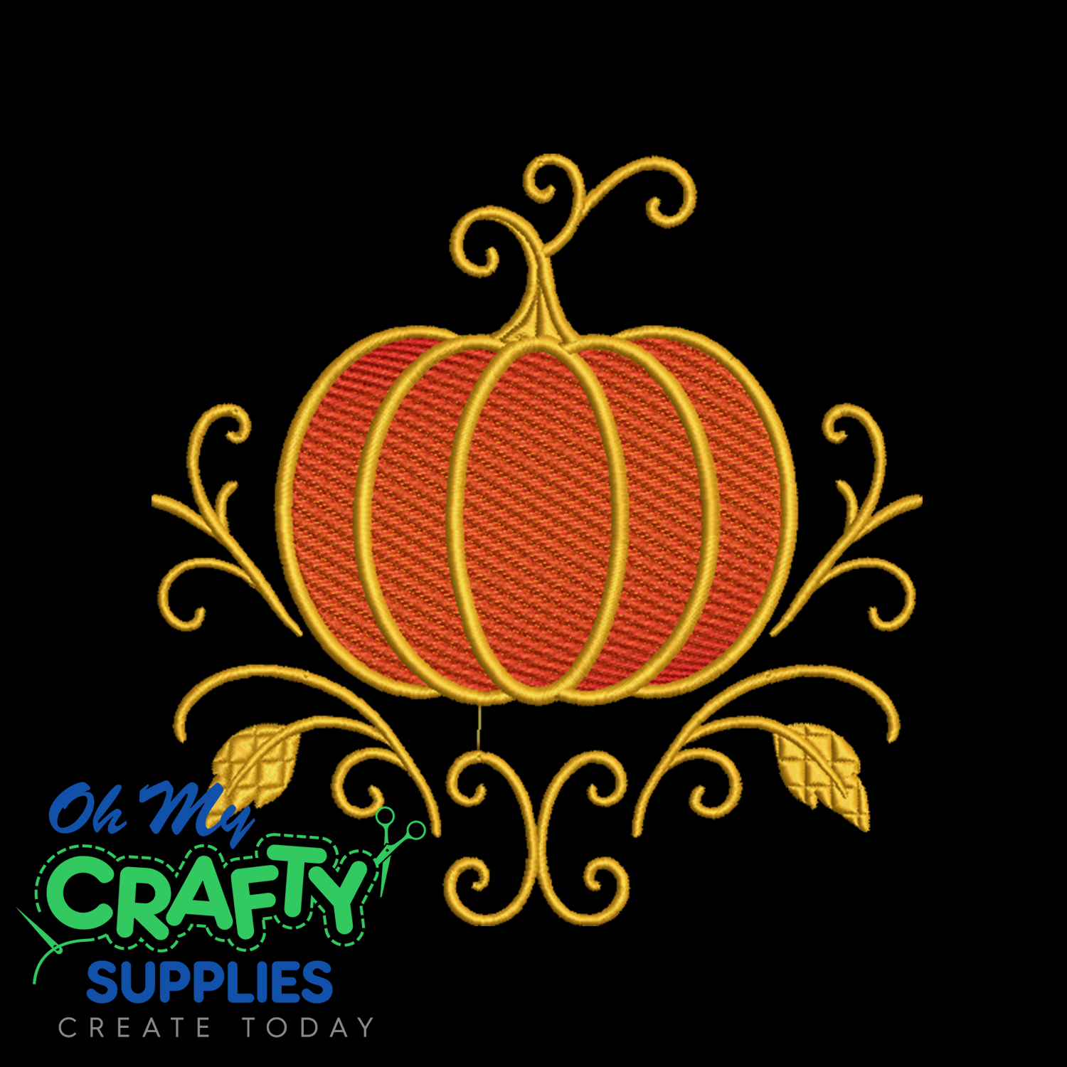 Golden Harvest Pumpkin Embroidery Design