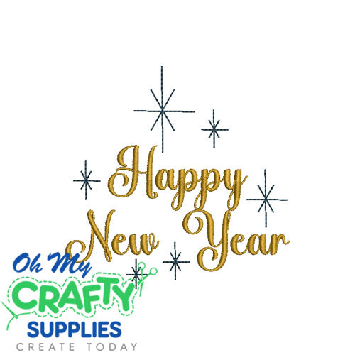 Happy New Year 2025 Embroidery Design