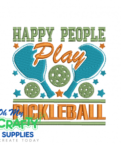 Happy People Pickleball Embroidery Design