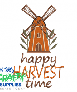 Happy Harvest Time Windmill Embroidery Design