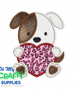 Heart Puppy Applique Embroidery Design