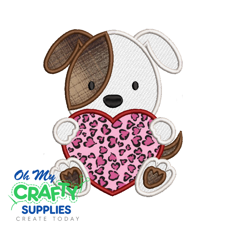 Heart Puppy Applique Embroidery Design