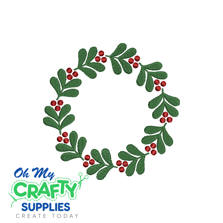 Holly Mistletoe Frame 1213 Embroidery Design