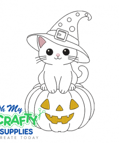 Kitty On Pumpkin 101 Embroidery Design