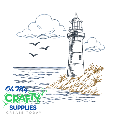 Lighthouse by the Sea Sketch 427 Embroidery Design
