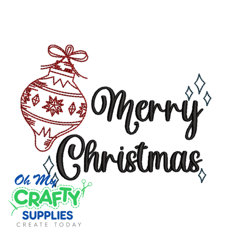 Merry Christmas Ornament 101123 Embroidery Design