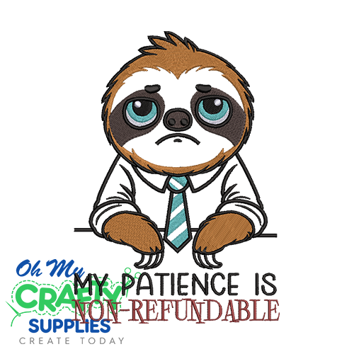 Non-refundable Sloth Embroidery Design