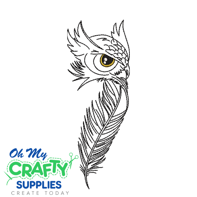 Owl Feather Sketch 730 Embroidery Design