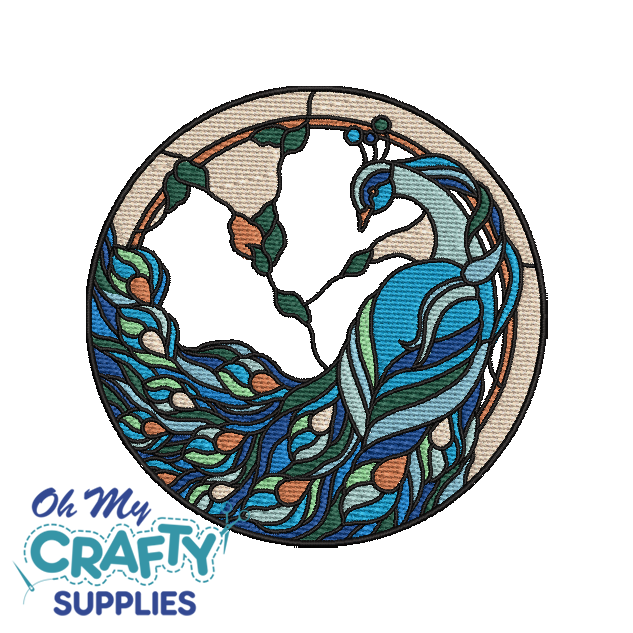Peacock Stained Glass Embroidery Design