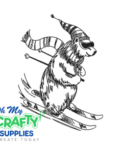 Polar Bear Skiing Sketch Embroidery Design
